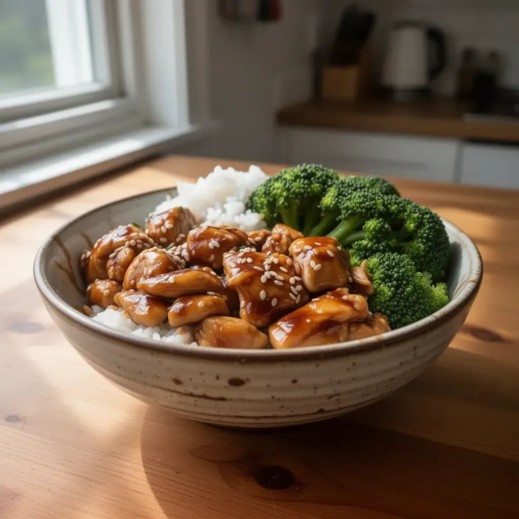 Delicious Teriyaki Chicken Rice Bowl with vibrant vegetables and rice