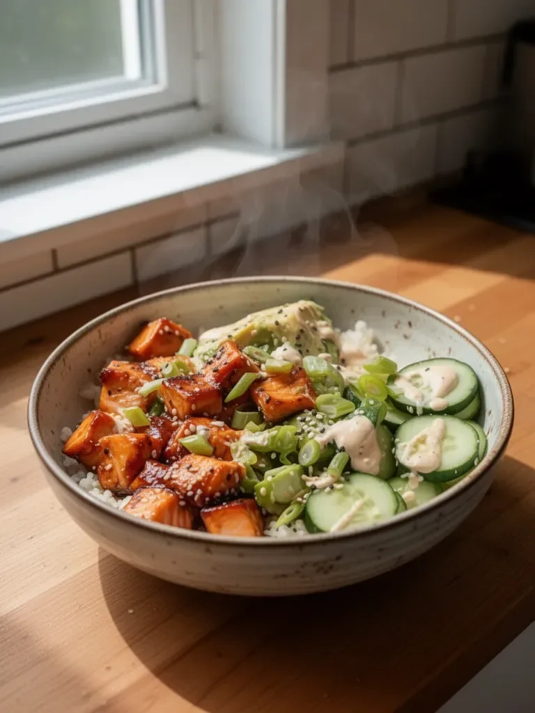 Air Fryer Sticky Salmon Bowls