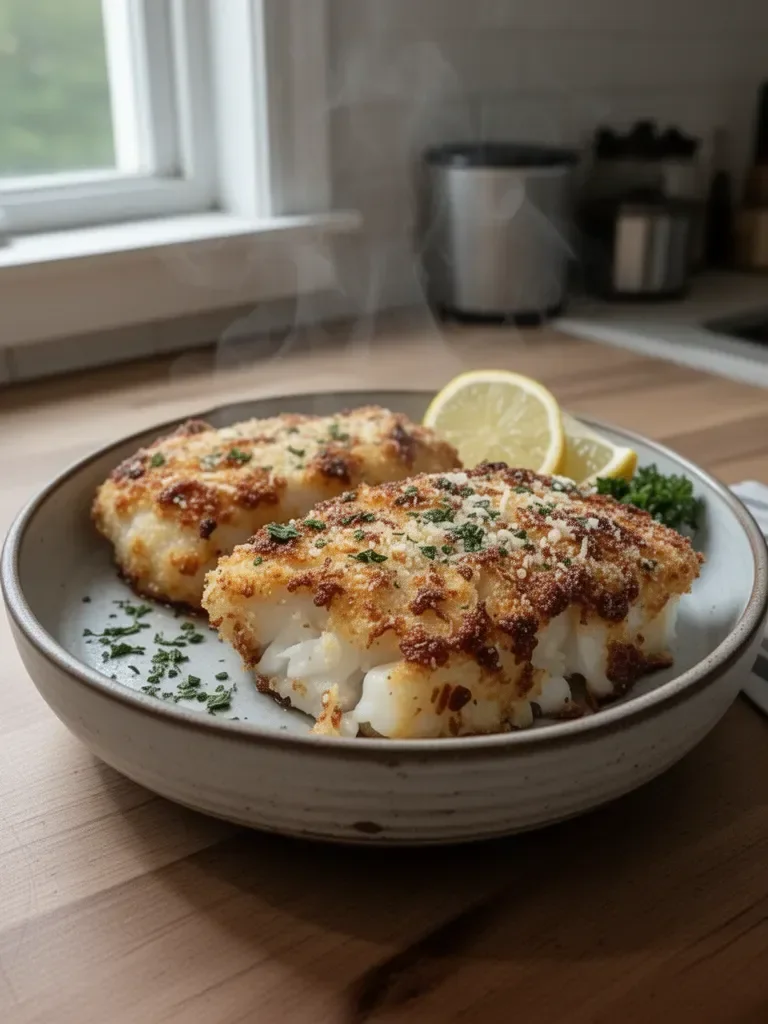 Crispy Air Fryer Parmesan Crusted Cod