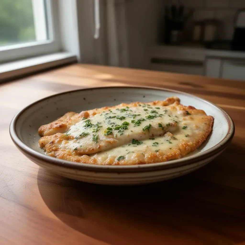 Plate of deliciously cooked French Flounder garnished with herbs
