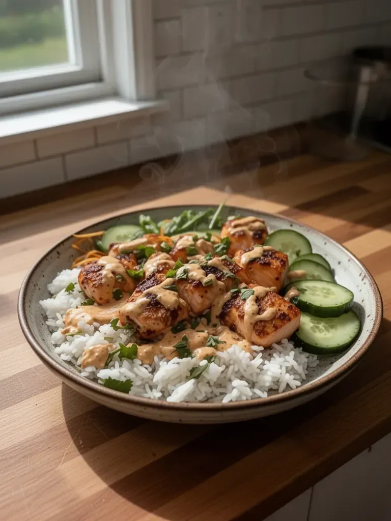 Flavorful Bang Bang Salmon Bowls