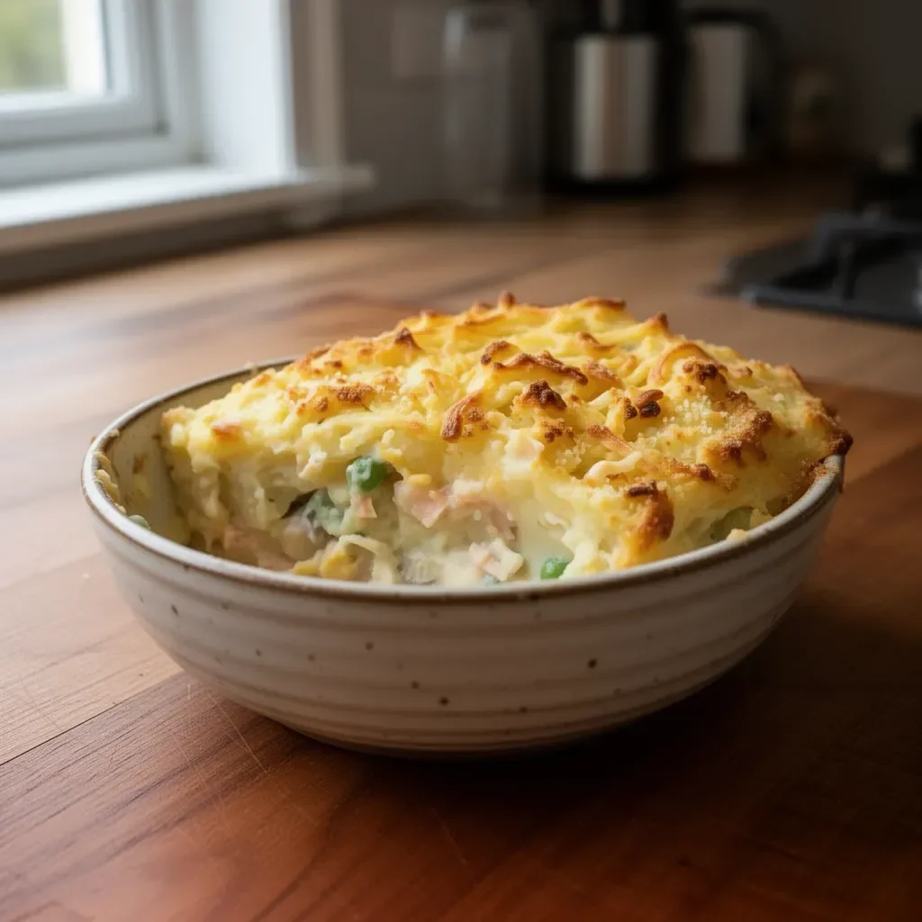 Nigella's fish pie with creamy filling and golden crust