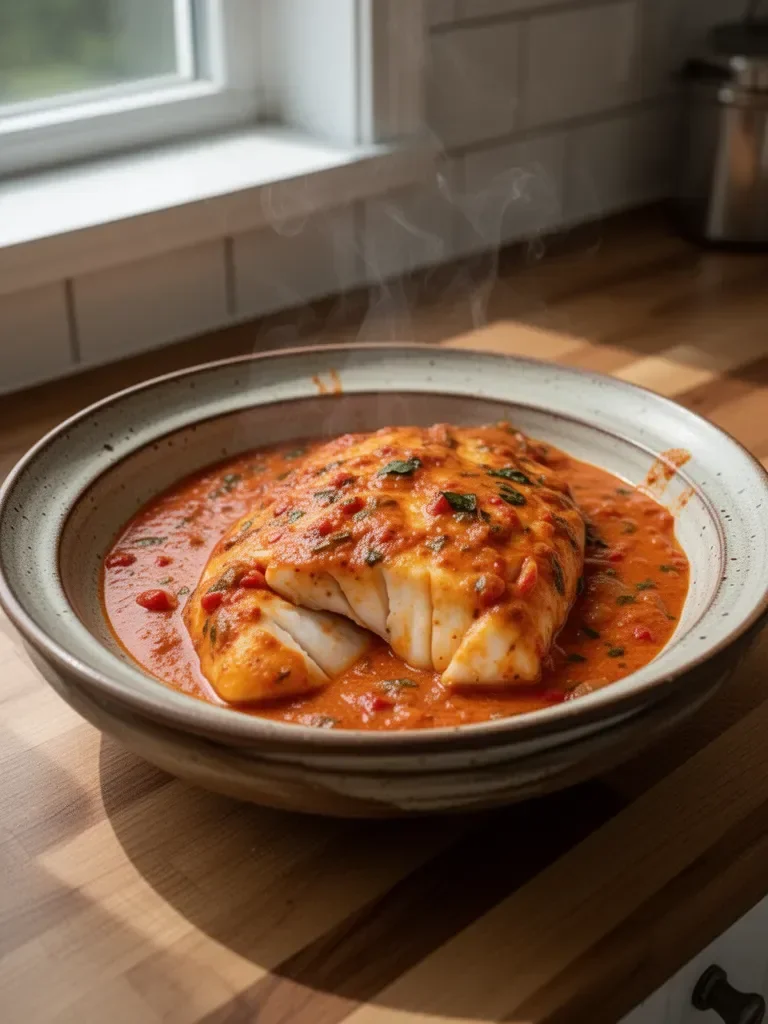 Savory Tilapia in Roasted Pepper Sauce