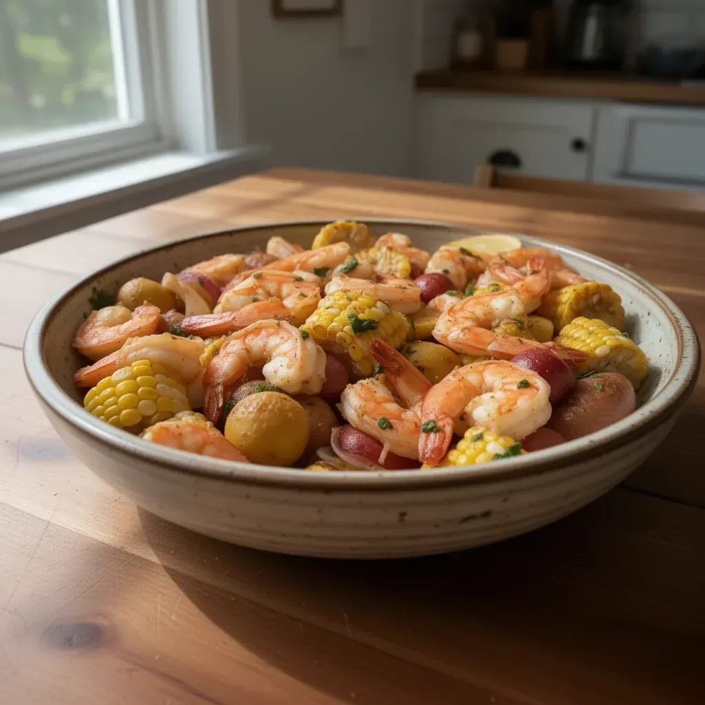 Delicious Sheet Pan Shrimp Boil with shrimp, potatoes, and corn