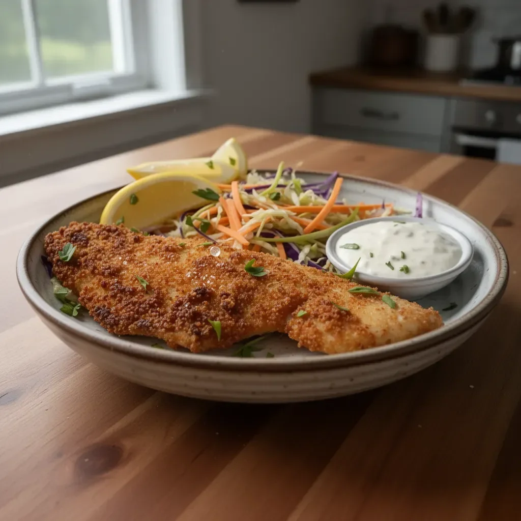 Delicious pan fried walleye fillets served with lemon and herbs