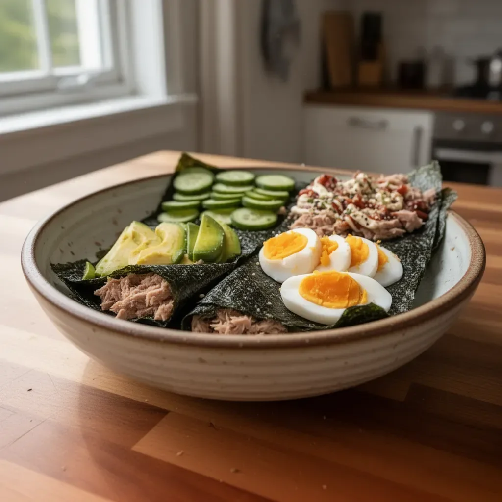 Delicious TikTok-inspired Nori Wraps filled with canned tuna and fresh ingredients.